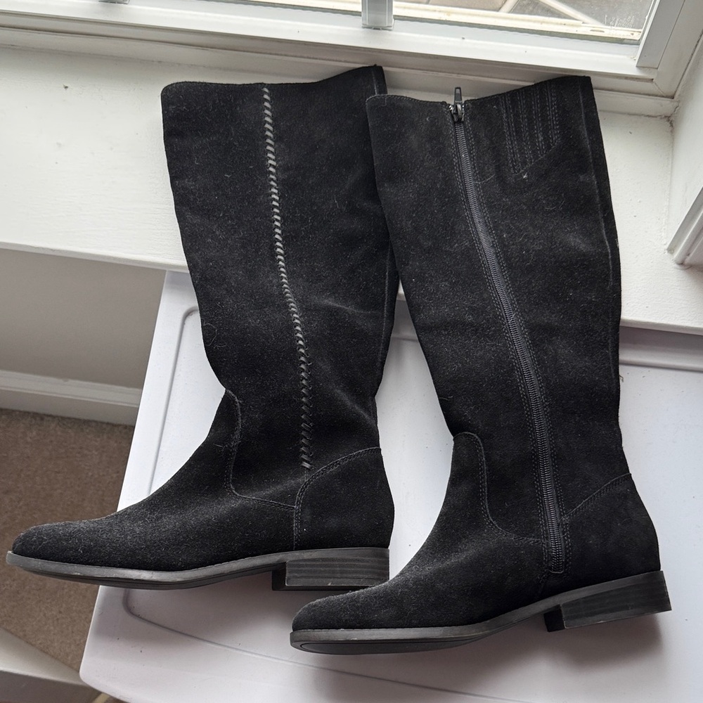 Frye Black Suede Knee-High Boots